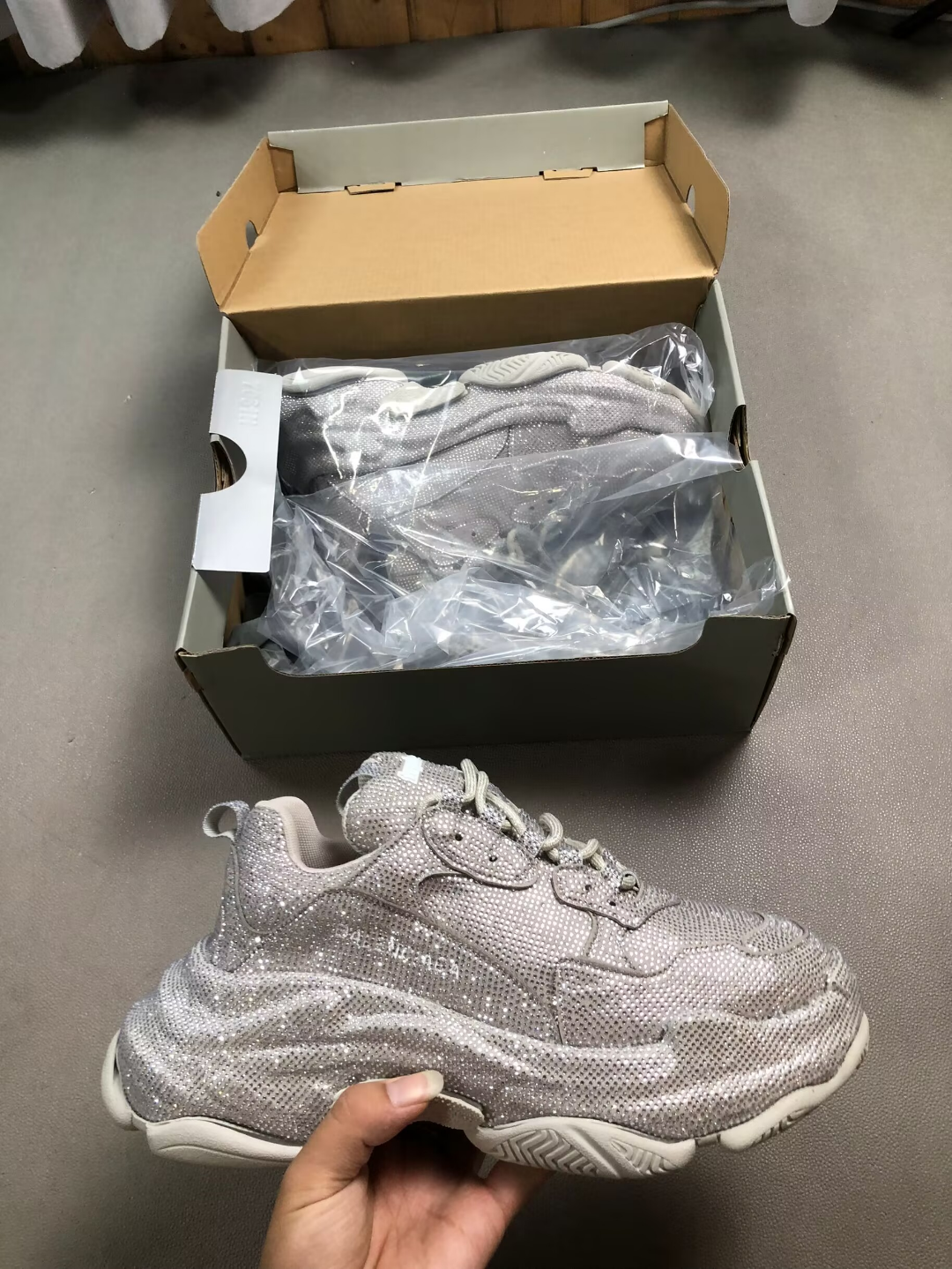 Balenciaga Triple S Black Sparkly Diamond