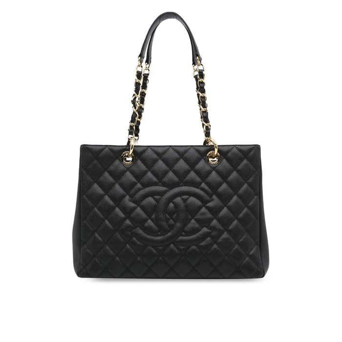 Chanel Classic Tote Bag Gold Toned Hardware Black 34cm