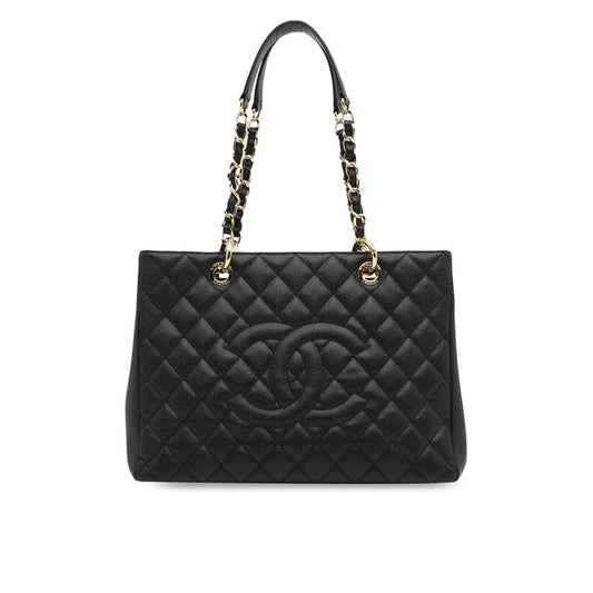 Chanel Classic Tote Bag Gold Toned Hardware Black 34cm