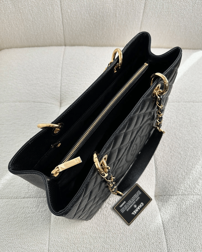 Chanel Classic Tote Bag Gold Toned Hardware Black 34cm