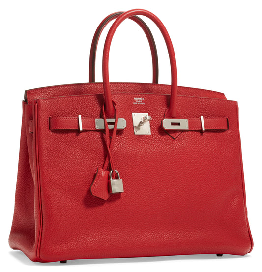 Hermes Birkin 25Cm Red Togo Leather Silver Hardware