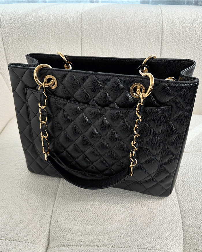 Chanel Classic Tote Bag Gold Toned Hardware Black 34cm