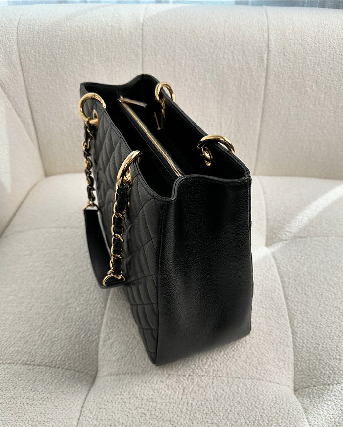 Chanel Classic Tote Bag Gold Toned Hardware Black 34cm