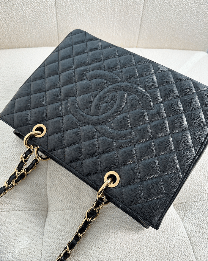 Chanel Classic Tote Bag Gold Toned Hardware Black 34cm