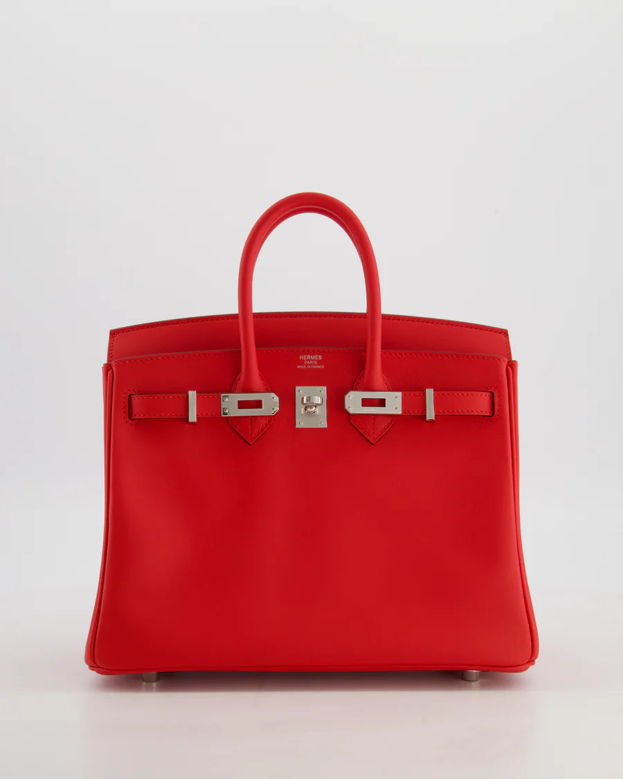 Hermès Birkin 25 Retourne Bag in Rouge De Coeur Swift Leather with Palladium Hardware
