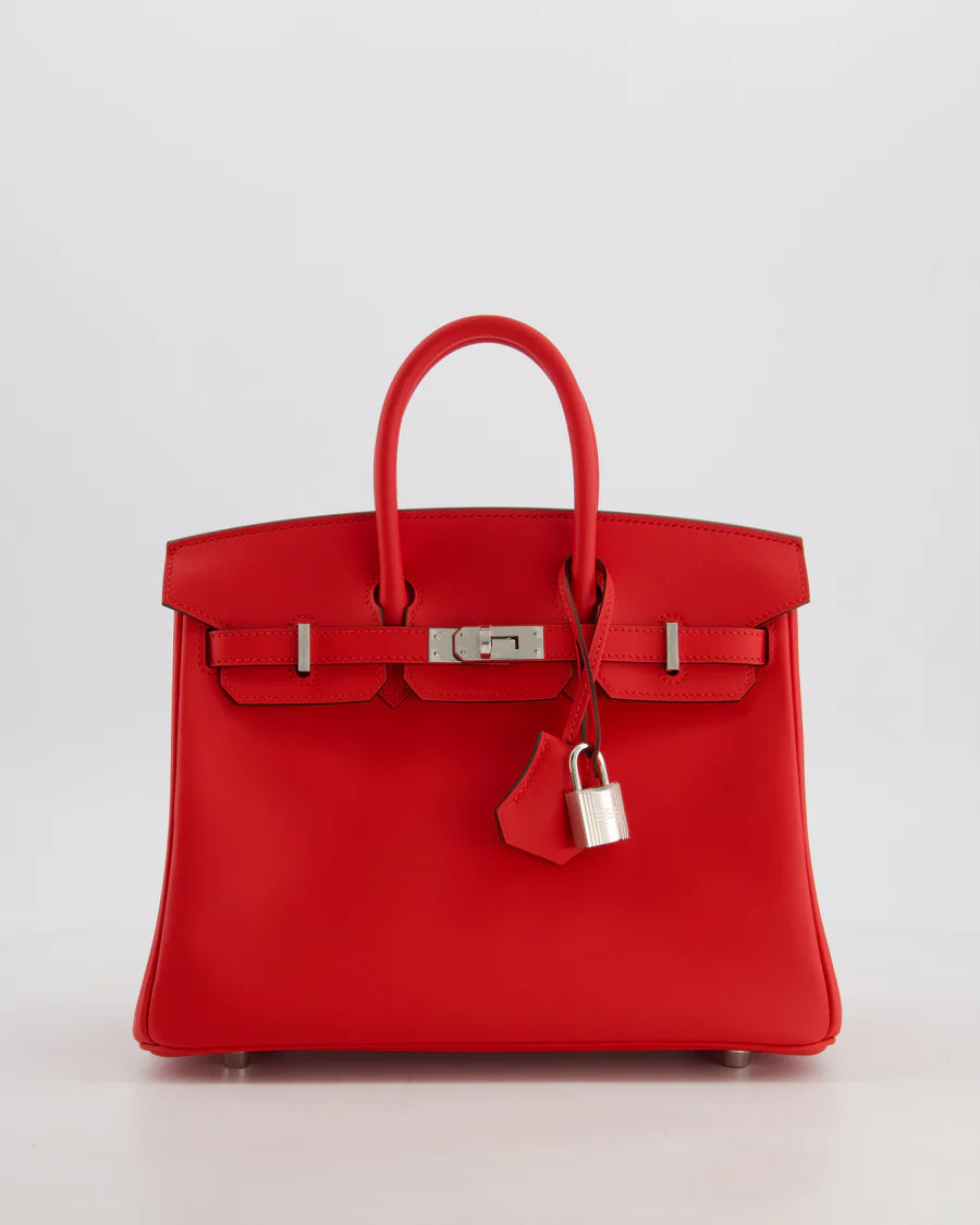 Hermès Birkin 25 Retourne Bag in Rouge De Coeur Swift Leather with Palladium Hardware