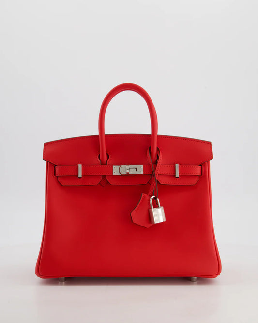 Hermès Birkin 25 Retourne Bag in Rouge De Coeur Swift Leather with Palladium Hardware