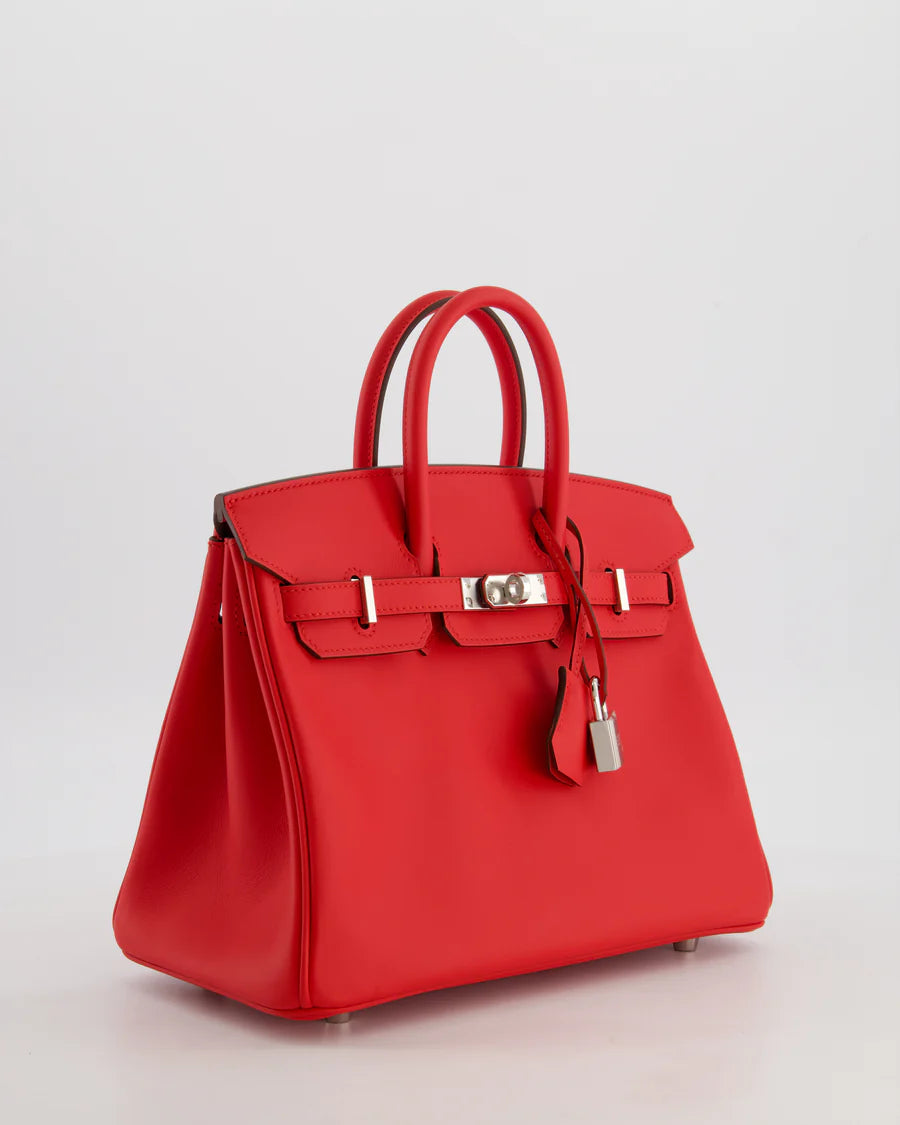 Hermès Birkin 25 Retourne Bag in Rouge De Coeur Swift Leather with Palladium Hardware