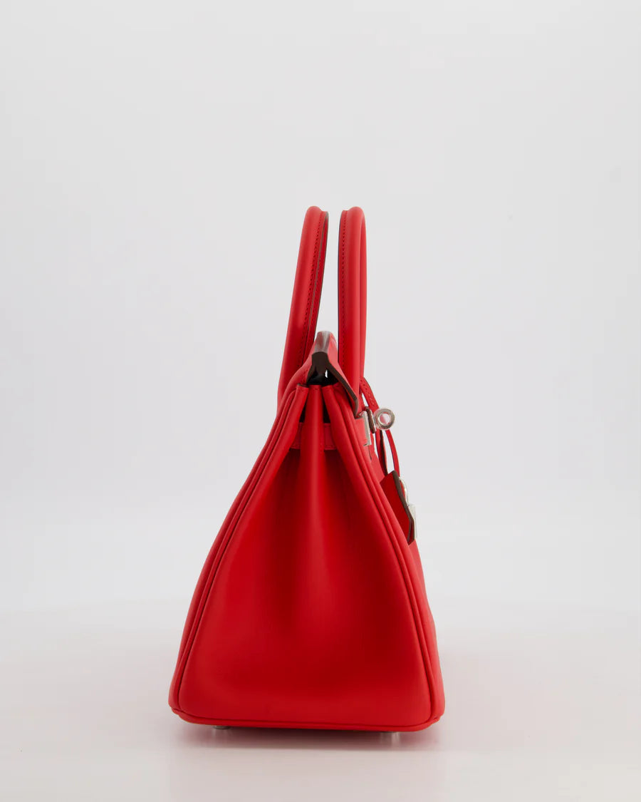 Hermès Birkin 25 Retourne Bag in Rouge De Coeur Swift Leather with Palladium Hardware