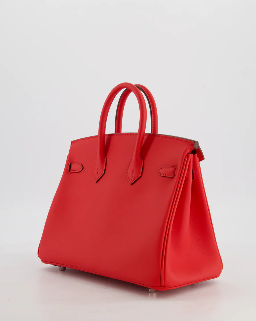 Hermès Birkin 25 Retourne Bag in Rouge De Coeur Swift Leather with Palladium Hardware