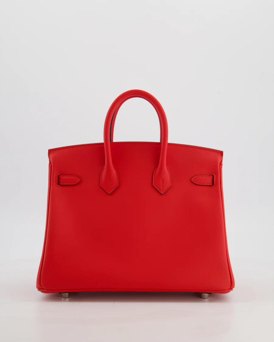 Hermès Birkin 25 Retourne Bag in Rouge De Coeur Swift Leather with Palladium Hardware
