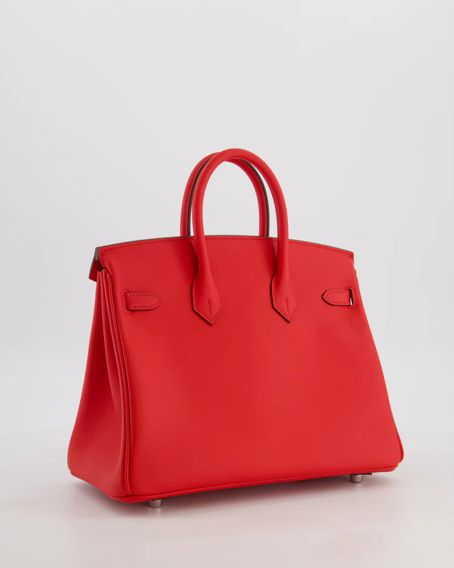 Hermès Birkin 25 Retourne Bag in Rouge De Coeur Swift Leather with Palladium Hardware