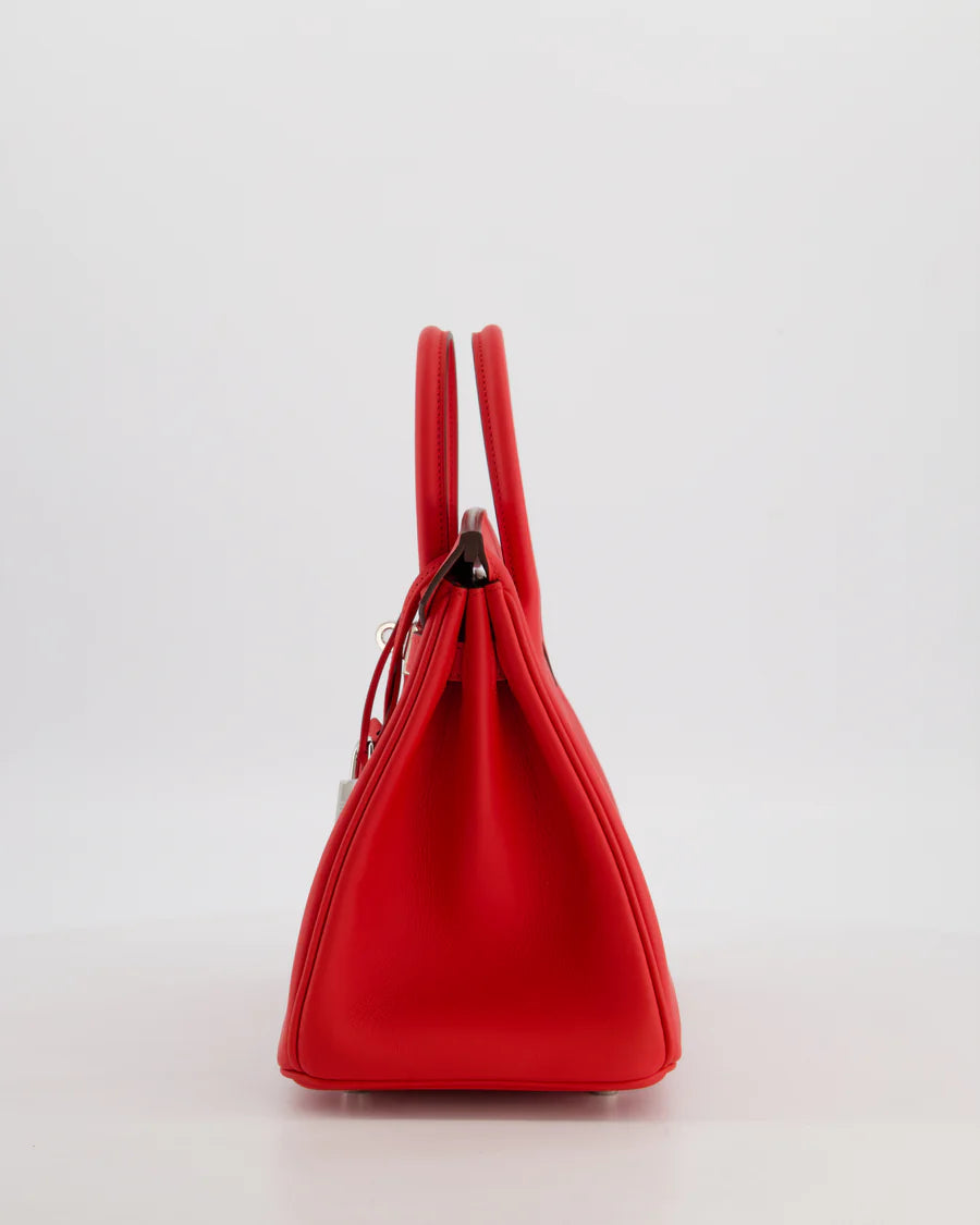 Hermès Birkin 25 Retourne Bag in Rouge De Coeur Swift Leather with Palladium Hardware