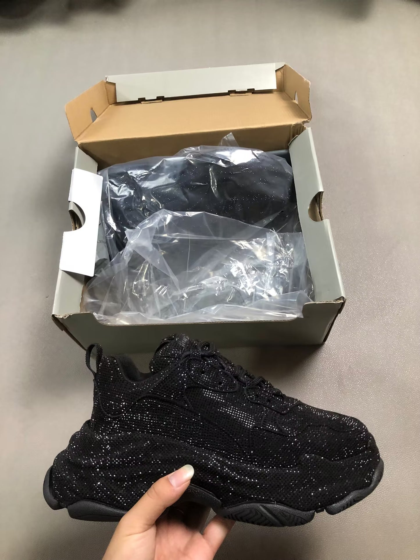 Balenciaga Triple S Black Sparkly Diamond