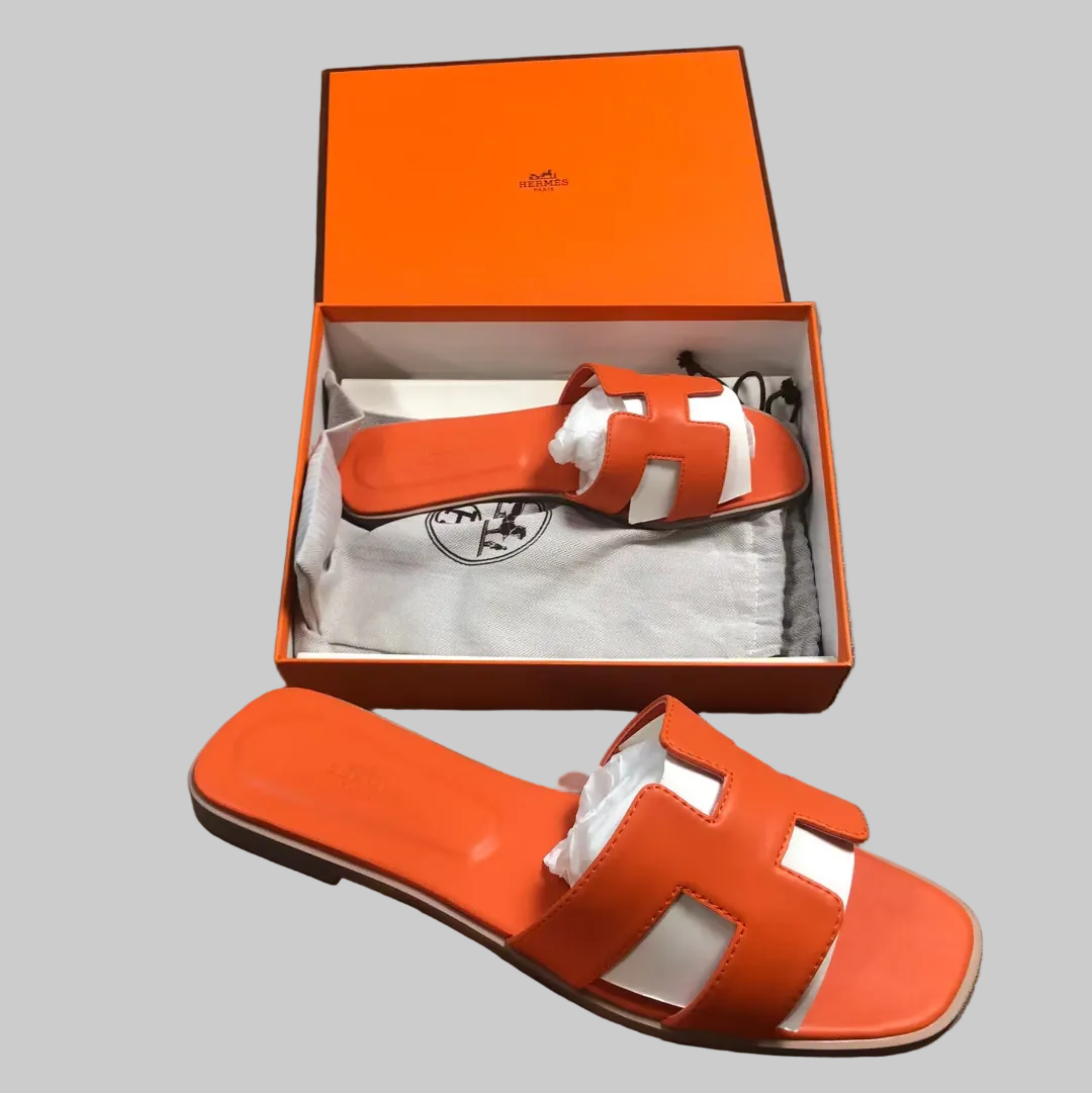 Hermès Oran sandals in orange Epsom calfskin leather