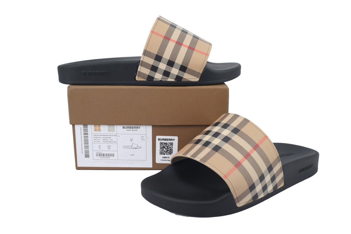 Burberry check slides sandals