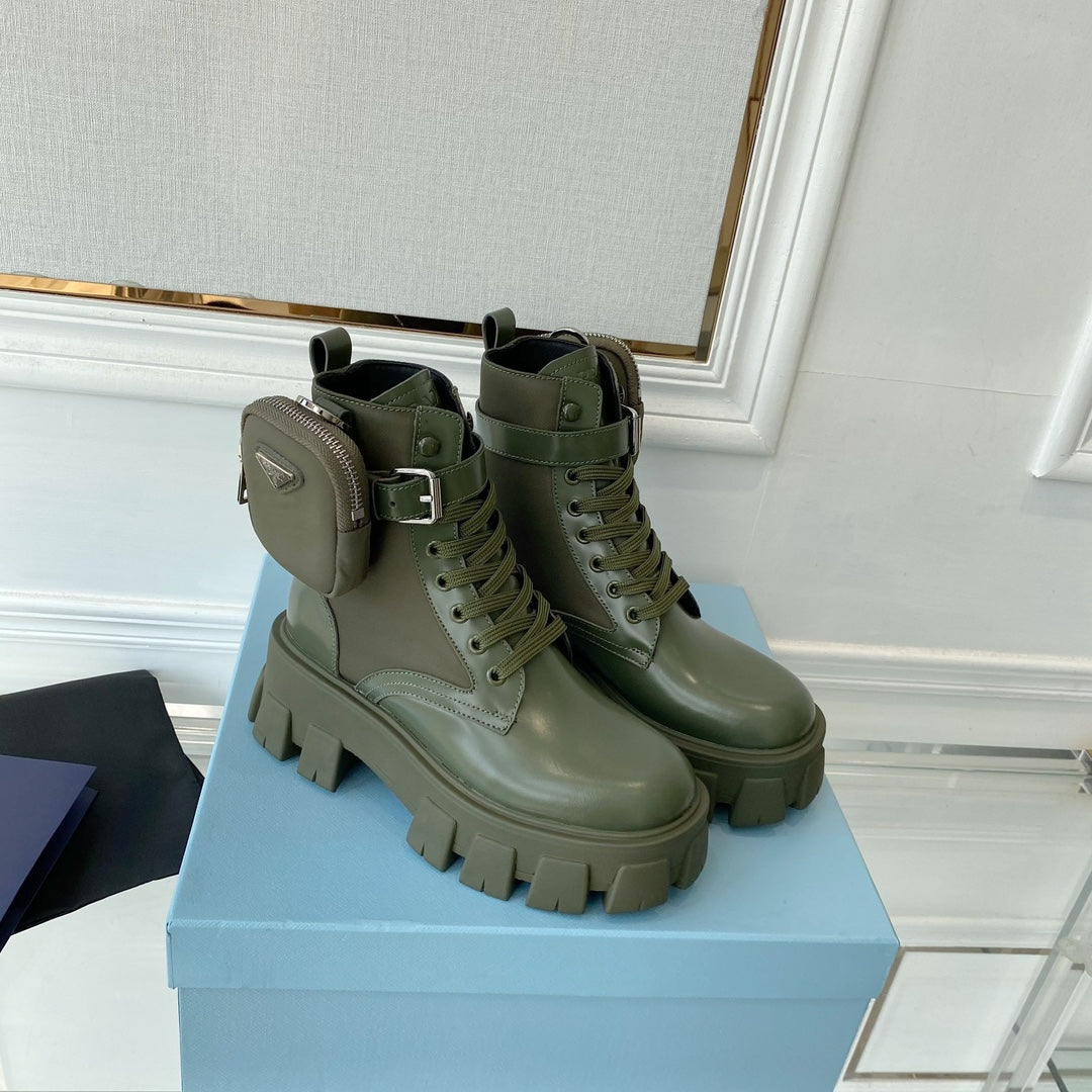 Prada monolith leather and Re-Nylon combat Boots