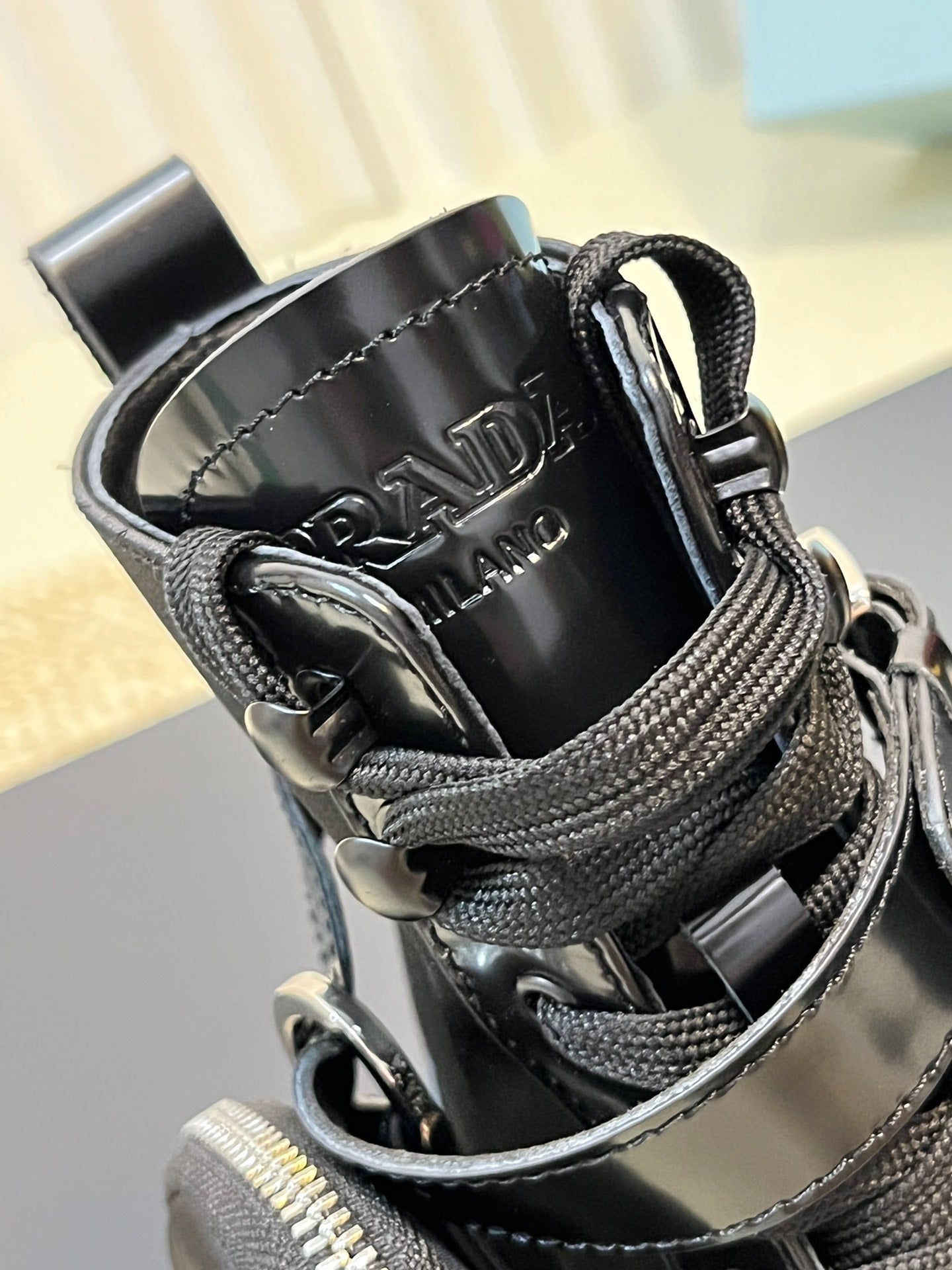 Prada monolith leather and Re-Nylon combat Boots